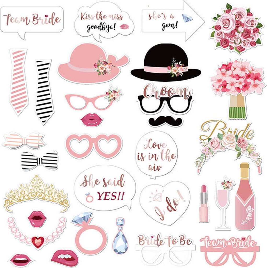 photobooth props roze bruiloft